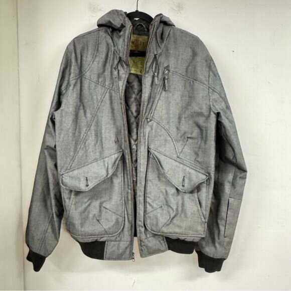Volcom VS1 Grey Hooded Warm Jacket Coat Mens L - Picture 1 of 10